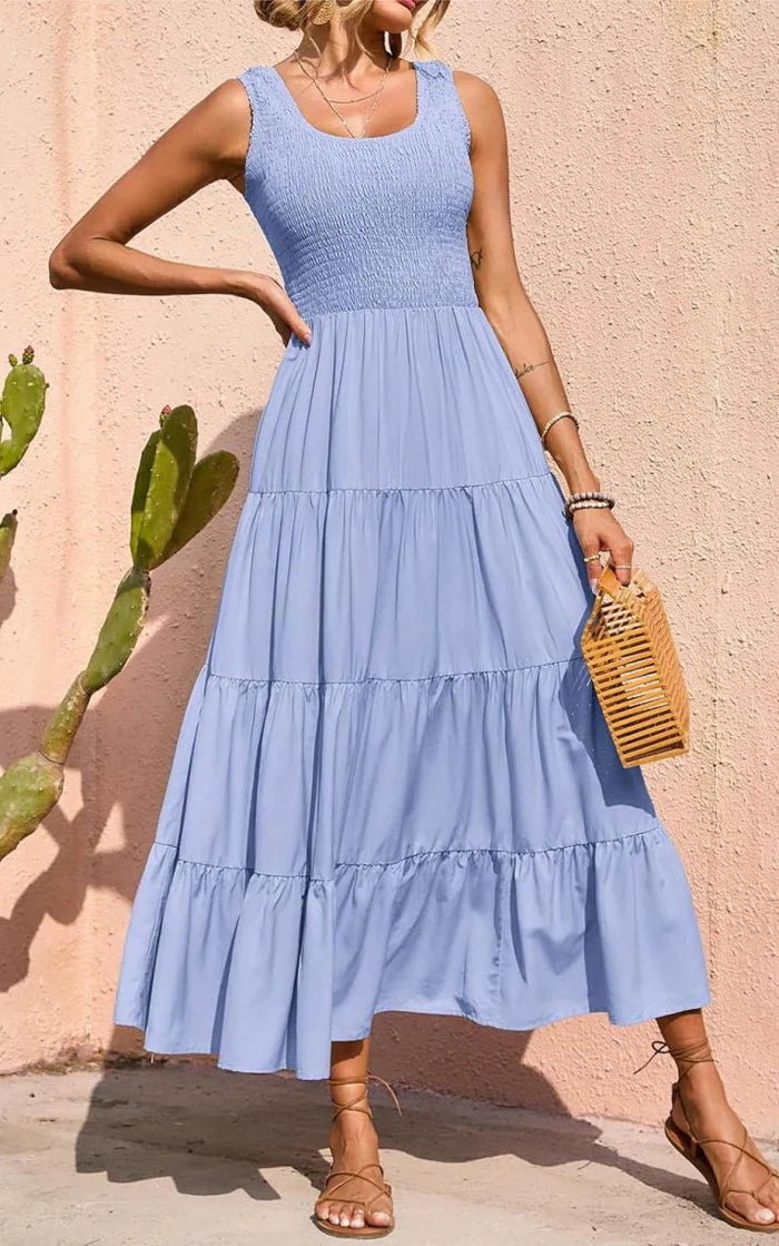 Arcelia – Bezauberndes ärmelloses Maxikleid mit Stufen