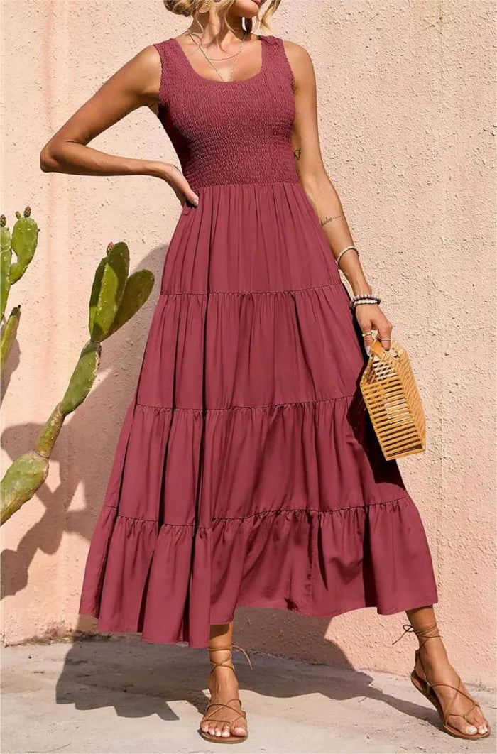 Arcelia – Bezauberndes ärmelloses Maxikleid mit Stufen