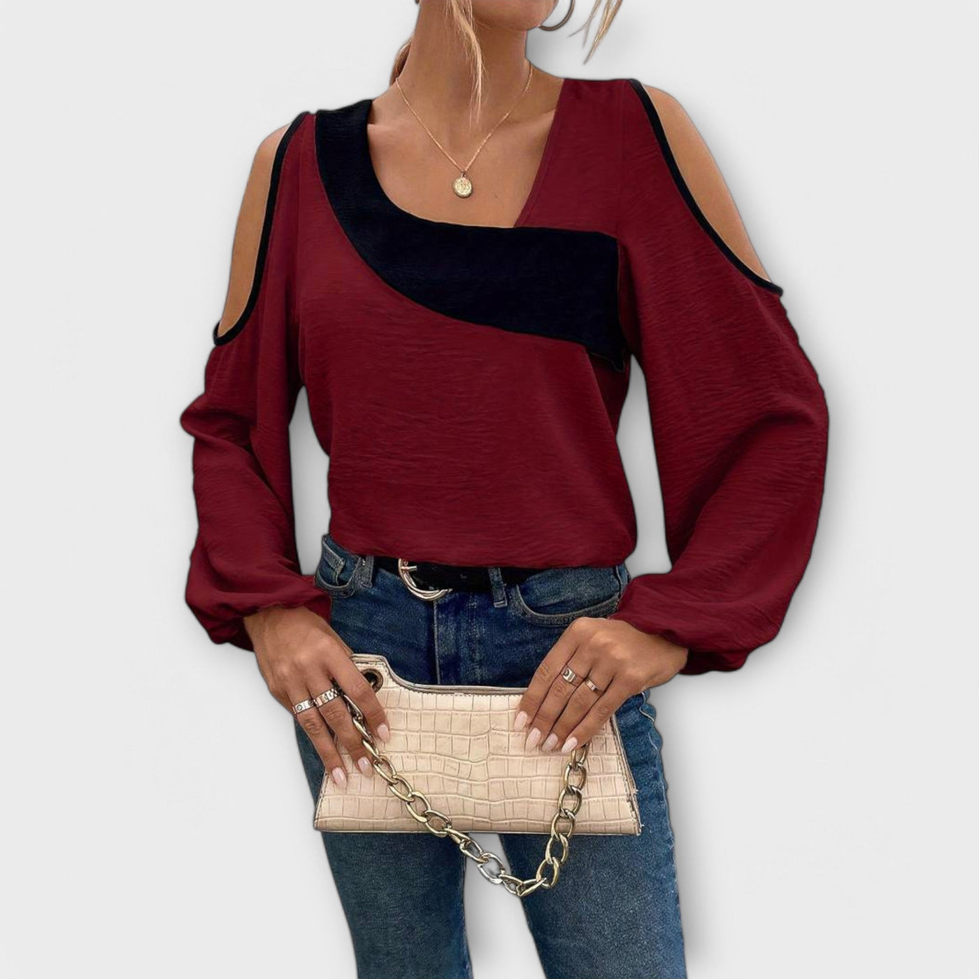 Bluse für Damen mit quadratischem Ausschnitt und modernem Design - Alyora