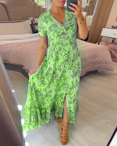 Alisa™ - V-Ausschnitt Kleid mit Blumenmuster