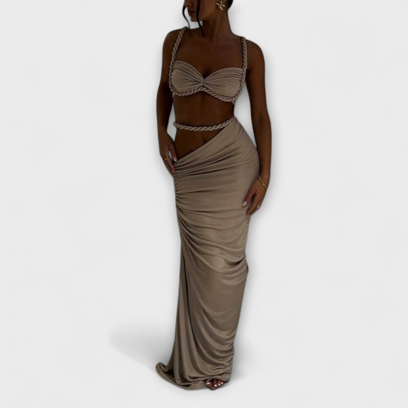 Jane - Elegantes Gradient Zopf Crop Top mit Overskirt Set