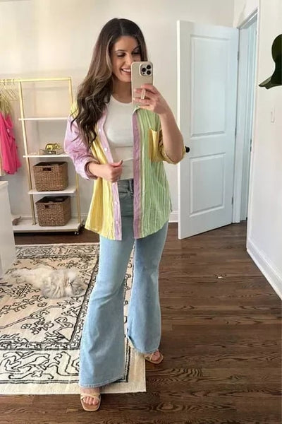 Cerise | Ultrahoch taillierte Stretch-Flare-Jeans