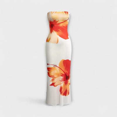 Elegantes schulterfreies ärmelloses Maxikleid