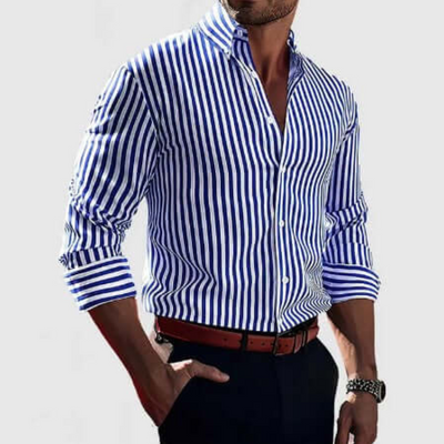 Yazid | Herren Langarm Hemd | Gestreiftes