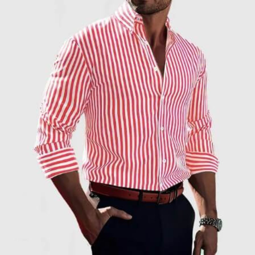 Yazid | Herren Langarm Hemd | Gestreiftes
