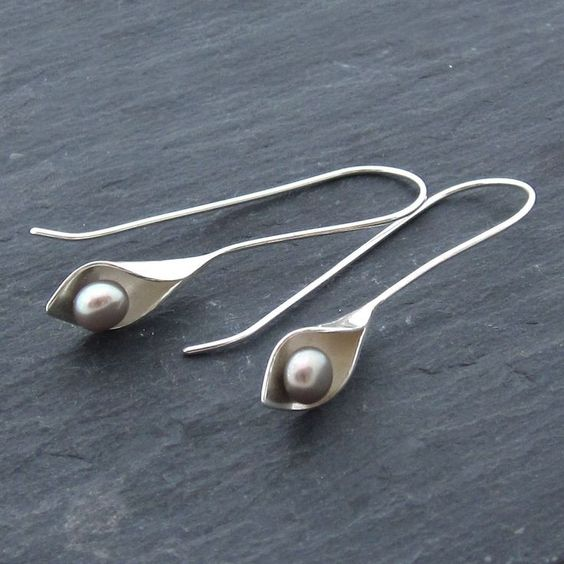 Vintage Silber Perlen hängende Ohrringe