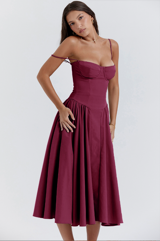 Elina | Ärmelloses Midikleid mit Korsettschnitt