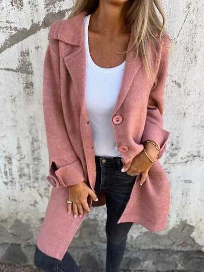 Baylea - Casual Einreiher Mantel mit Revers aus Wolle