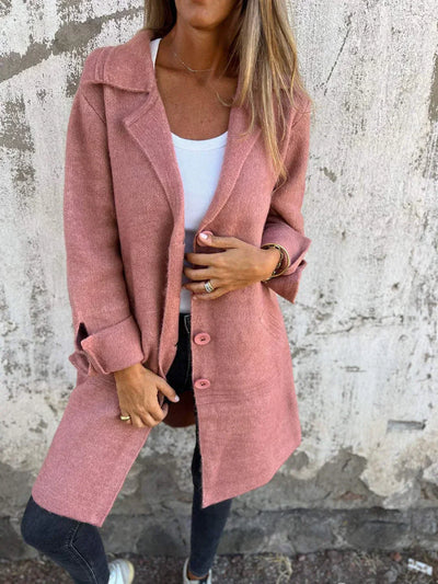 Baylea - Casual Einreiher Mantel mit Revers aus Wolle
