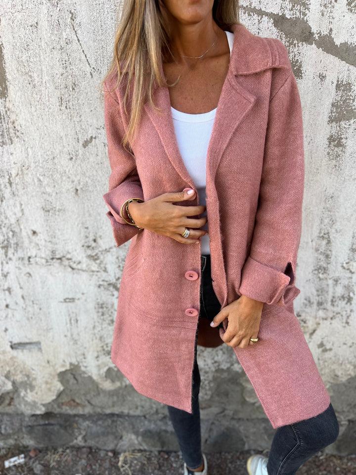 Baylea - Casual Einreiher Mantel mit Revers aus Wolle