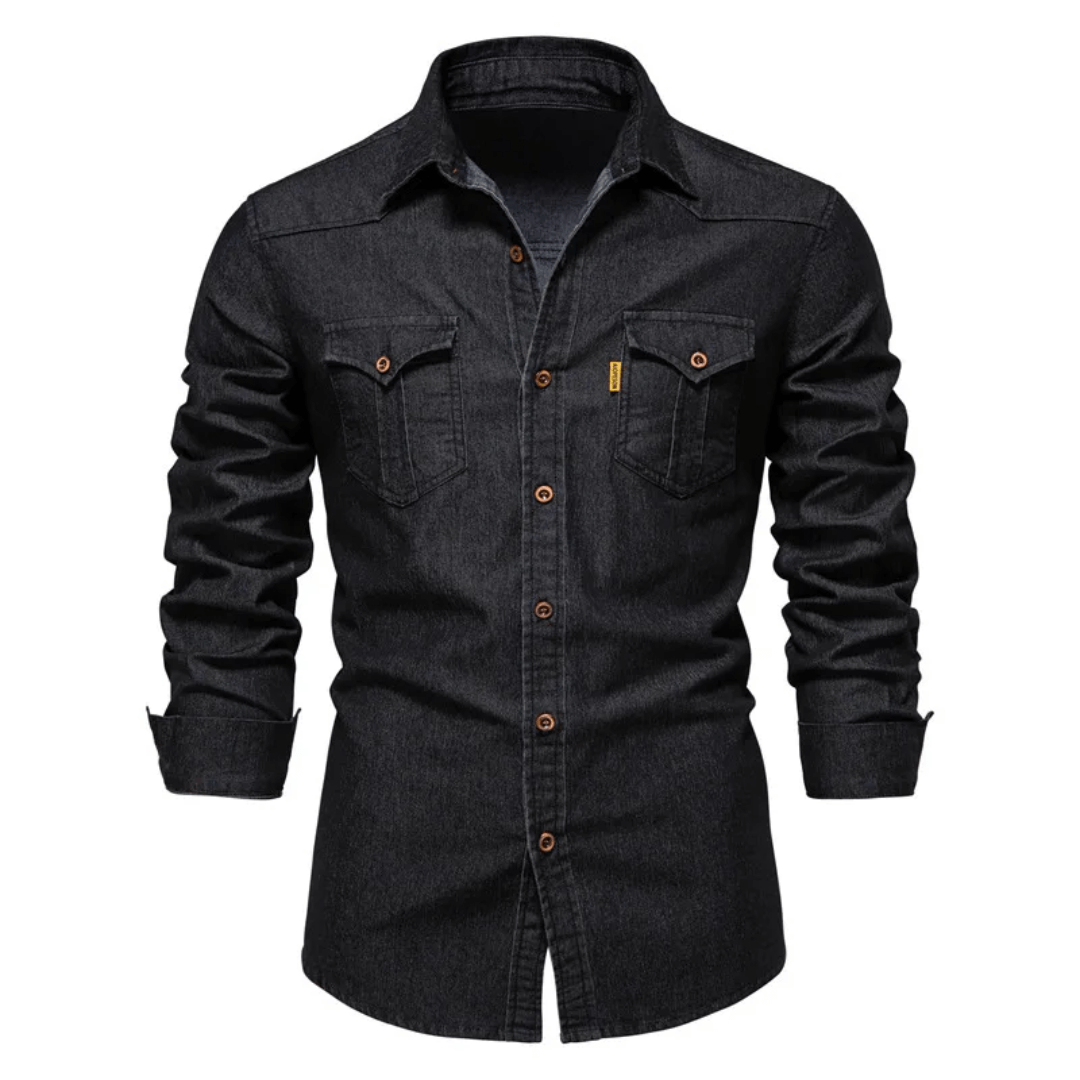 Bjorn | Herren Langarm Hemd | Schwarz