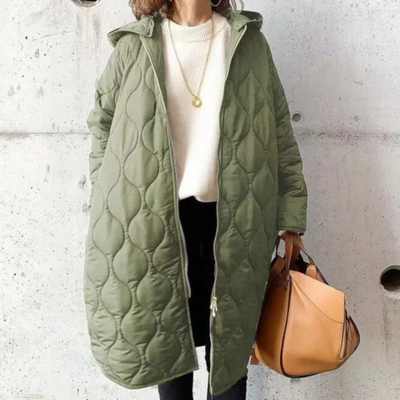 Anjanette | Damen Lange Steppjacke | Warme Daunenjacke