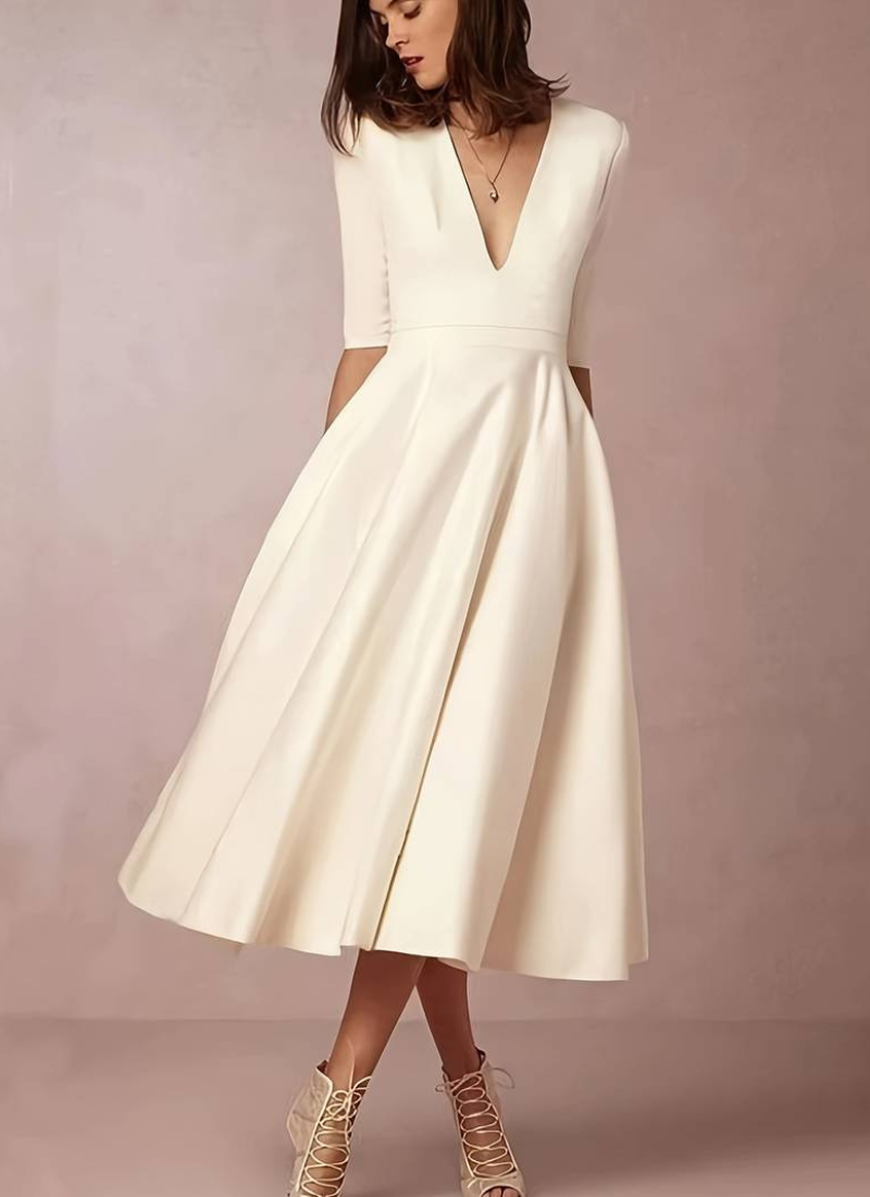 Amie | Partykleid Weiß | Midi