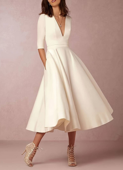 Amie | Partykleid Weiß | Midi
