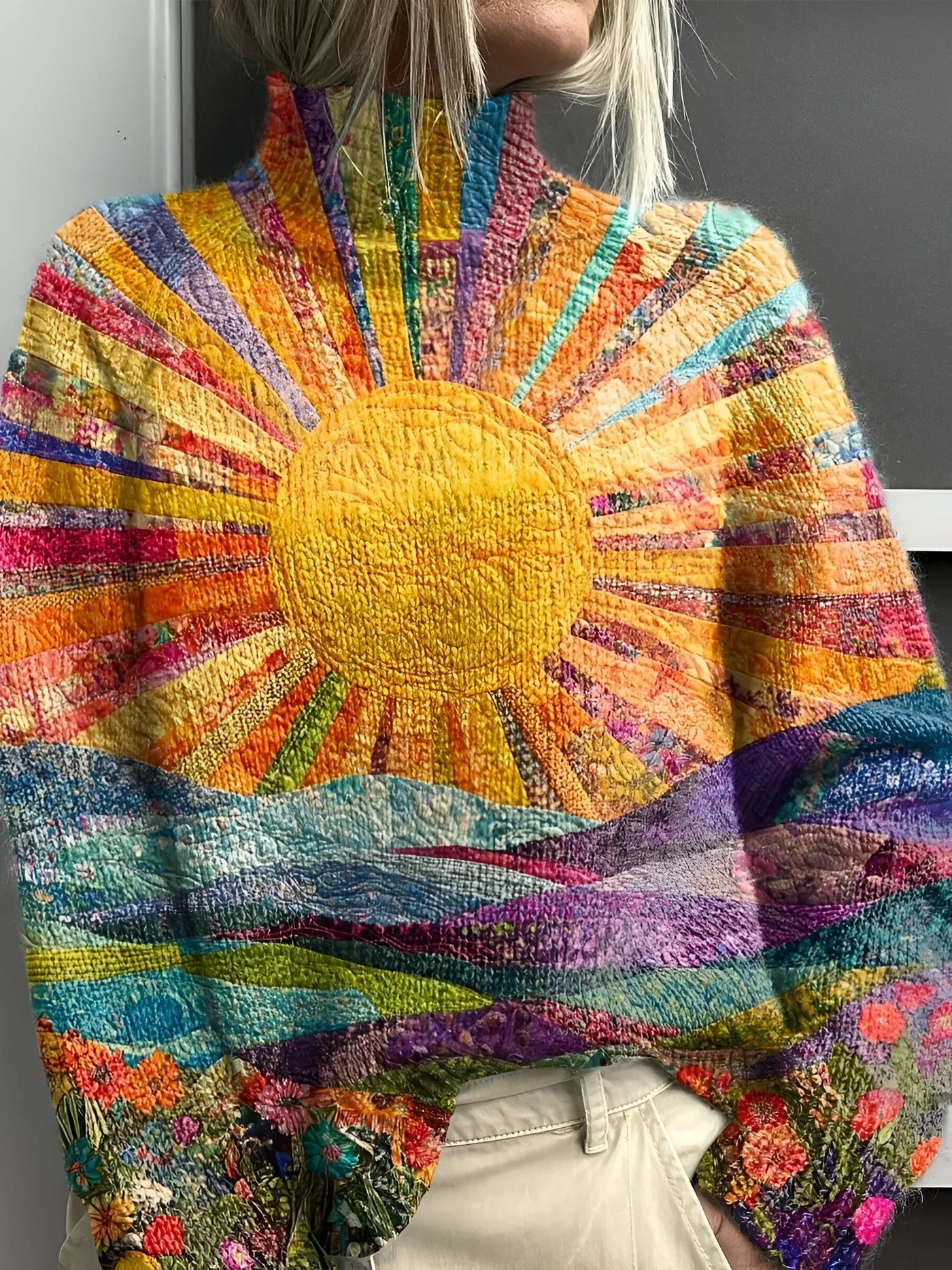 ANAÏS™ | Rollkragenpullover, strahlendes Sonnenaufgangslandschaft