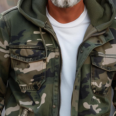 Emiliano | Tarnfarbene Cargo-Jacke mit Kapuze