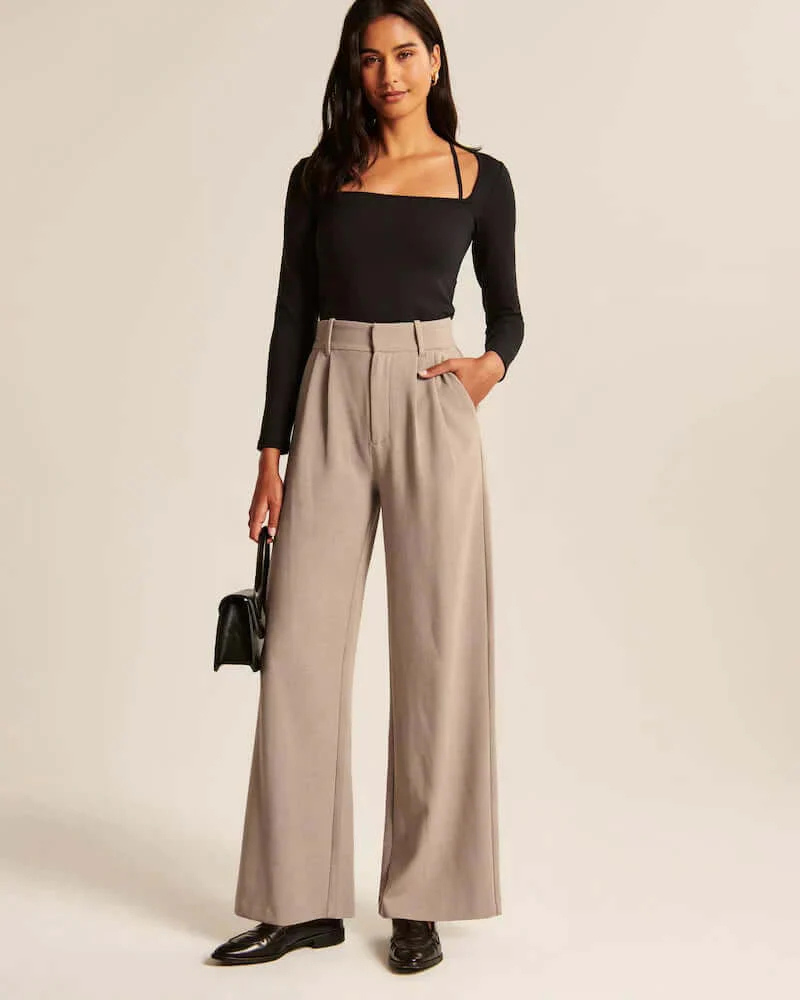 Adalyn | Damen Schwarz Weite Hose | Elegant