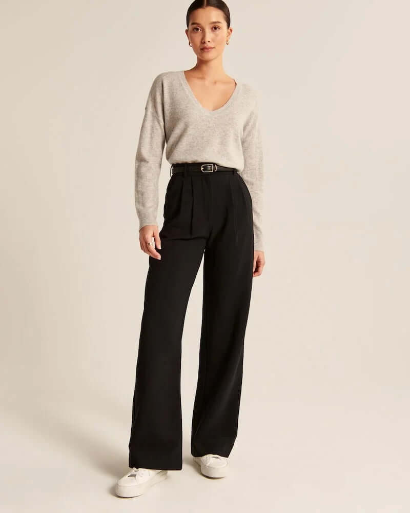 Adalyn | Damen Schwarz Weite Hose | Elegant