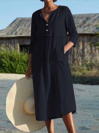 Aiza | Schwarzes Shirtkleid | Midi