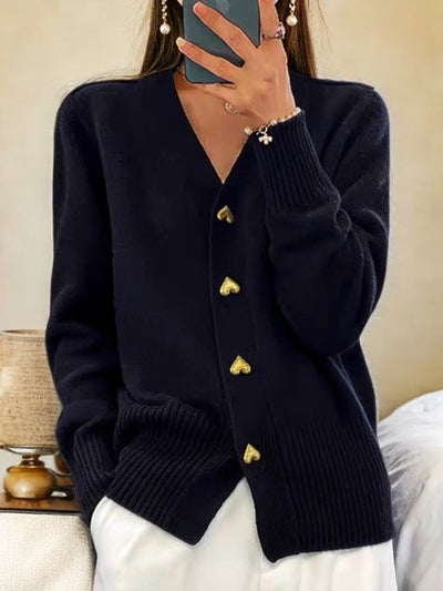 Tanja | Strickjacke mit Herzknöpfen