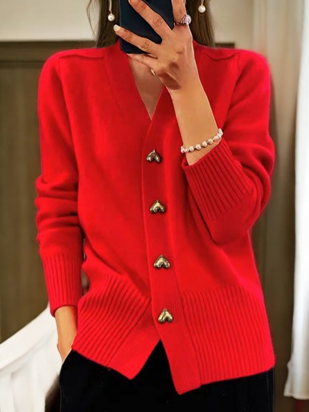Tanja | Strickjacke mit Herzknöpfen