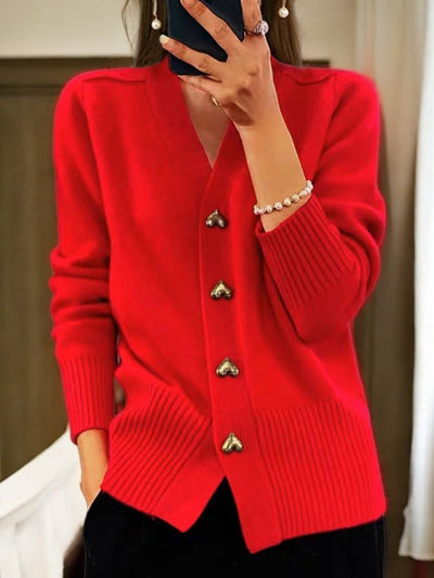 Tanja | Strickjacke mit Herzknöpfen