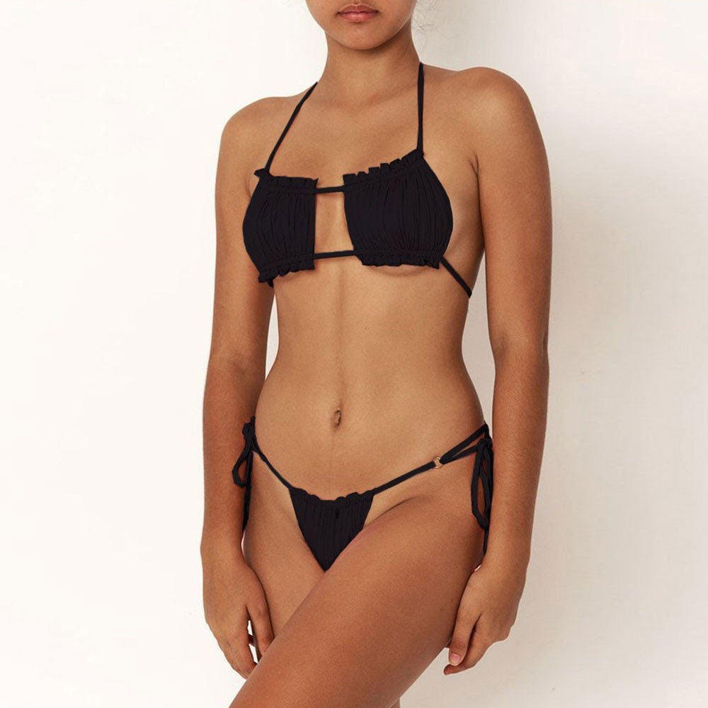 Violetta | Eleganter Ruched Slide Bandeau Brasilianischer Bikini