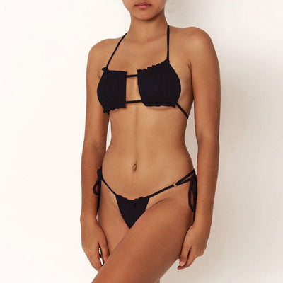 Violetta | Eleganter Ruched Slide Bandeau Brasilianischer Bikini